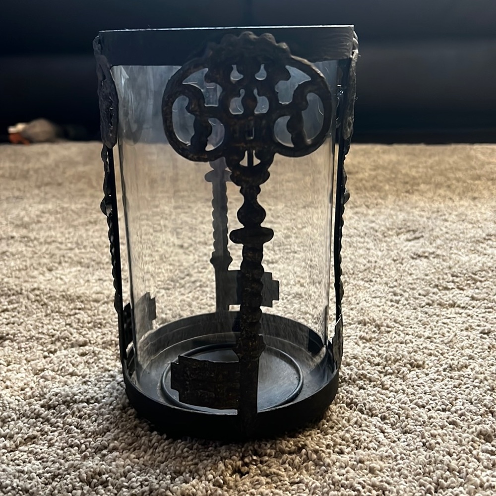 Metal candle holder with Glass insert
